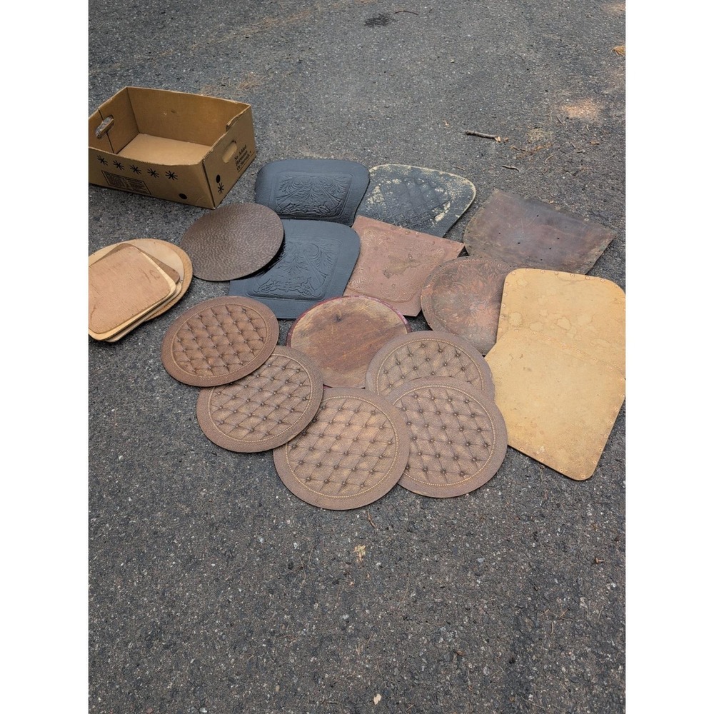 vintage or antique replacement hand tooled leather small chair seat Lot